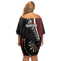 Personalized New Zealand Darts Off Shoulder Short Dress Kowhaiwhai Whero Koiri - Manaia