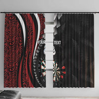 Personalized New Zealand Darts Window Curtain Kowhaiwhai Whero Koiri - Manaia