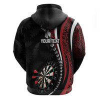 Personalized New Zealand Darts Zip Hoodie Kowhaiwhai Whero Koiri - Manaia