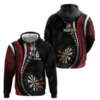 Personalized New Zealand Darts Zip Hoodie Kowhaiwhai Whero Koiri - Manaia