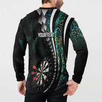 Personalized New Zealand Darts Button Sweatshirt Paua Shell Koiri - Manaia