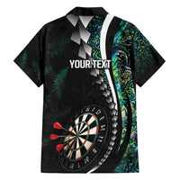 Personalized New Zealand Darts Family Matching Long Sleeve Bodycon Dress and Hawaiian Shirt Paua Shell Koiri - Manaia