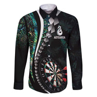 Personalized New Zealand Darts Family Matching Long Sleeve Bodycon Dress and Hawaiian Shirt Paua Shell Koiri - Manaia