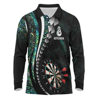 Personalized New Zealand Darts Long Sleeve Polo Shirt Paua Shell Koiri - Manaia