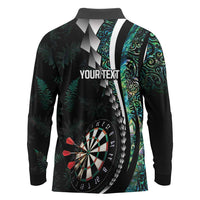 Personalized New Zealand Darts Long Sleeve Polo Shirt Paua Shell Koiri - Manaia