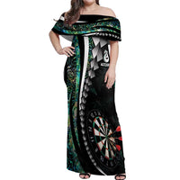 Personalized New Zealand Darts Off Shoulder Maxi Dress Paua Shell Koiri - Manaia