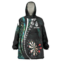 Personalized New Zealand Darts Wearable Blanket Hoodie Paua Shell Koiri - Manaia LT7 One Size Green - Polynesian Pride