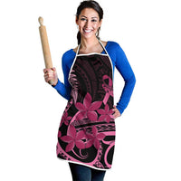 Aotearoa Maori Apron Pink Fern Ribbons on Black - Polynesian Pride