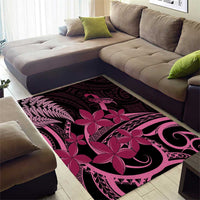 Aotearoa Maori Area Rug Pink Fern Ribbons on Black - Polynesian Pride