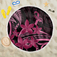 Aotearoa Maori Beach Blanket Pink Fern Ribbons on Black LT7 One Size 150cm Black - Polynesian Pride