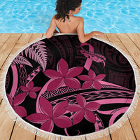 Aotearoa Maori Beach Blanket Pink Fern Ribbons on Black LT7 - Polynesian Pride