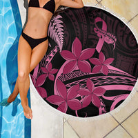 Aotearoa Maori Beach Blanket Pink Fern Ribbons on Black LT7 - Polynesian Pride