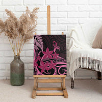 Aotearoa Maori Canvas Wall Art Pink Fern Ribbons on Black LT7 - Polynesian Pride