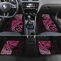 Aotearoa Maori Car Mats Pink Fern Ribbons on Black - Polynesian Pride
