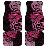 Aotearoa Maori Car Mats Pink Fern Ribbons on Black - Polynesian Pride