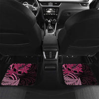 Aotearoa Maori Car Mats Pink Fern Ribbons on Black - Polynesian Pride