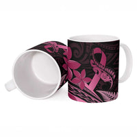 Aotearoa Maori Ceramic Mug Pink Fern Ribbons on Black - Polynesian Pride