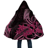 Aotearoa Maori Cloak Pink Fern Ribbons on Black - Polynesian Pride