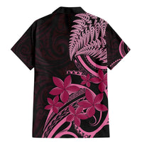 Aotearoa Maori Family Matching Mermaid Dress and Hawaiian Shirt Pink Fern Ribbons on Black - Polynesian Pride