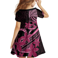 Aotearoa Maori Family Matching Summer Maxi Dress and Hawaiian Shirt Pink Fern Ribbons on Black - Polynesian Pride