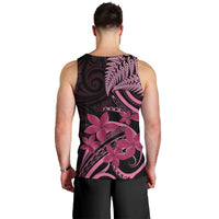 Aotearoa Maori Men Tank Top Pink Fern Ribbons on Black LT7 - Polynesian Pride
