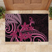Aotearoa Maori Rubber Doormat Pink Fern Ribbons on Black LT7 Black - Polynesian Pride