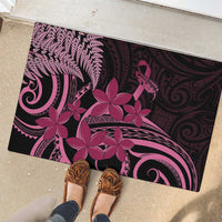 Aotearoa Maori Rubber Doormat Pink Fern Ribbons on Black LT7 - Polynesian Pride