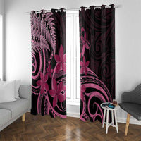 Aotearoa Maori Window Curtain Pink Fern Ribbons on Black - Polynesian Pride