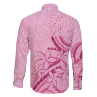 Aotearoa Maori Family Matching Off The Shoulder Long Sleeve Dress and Hawaiian Shirt Pink Fern Ribbons - Polynesian Pride