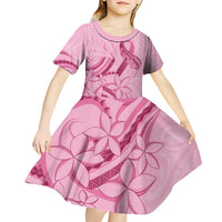 Aotearoa Maori Kid Short Sleeve Dress Pink Fern Ribbons - Polynesian Pride