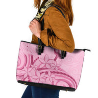 Aotearoa Maori Leather Tote Bag Pink Fern Ribbons LT7 Pink - Polynesian Pride