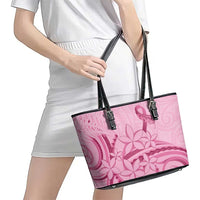 Aotearoa Maori Leather Tote Bag Pink Fern Ribbons LT7 - Polynesian Pride