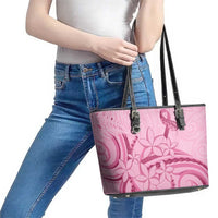 Aotearoa Maori Leather Tote Bag Pink Fern Ribbons LT7 - Polynesian Pride