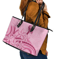 Aotearoa Maori Leather Tote Bag Pink Fern Ribbons LT7 - Polynesian Pride