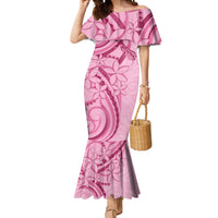Aotearoa Maori Mermaid Dress Pink Fern Ribbons - Polynesian Pride