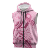 Aotearoa Maori Sleeveless Zip Hoodie Pink Fern Ribbons LT7 Pink - Polynesian Pride