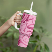 Aotearoa Maori Tumbler With Handle Pink Fern Ribbons - Polynesian Pride