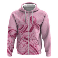 Aotearoa Maori Zip Hoodie Pink Fern Ribbons LT7 Zip Hoodie Pink - Polynesian Pride