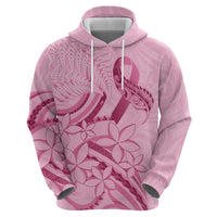 Aotearoa Maori Zip Hoodie Pink Fern Ribbons LT7 - Polynesian Pride