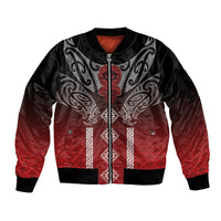 Aotearoa Maori Iwi Heritage Sleeve Zip Bomber Jacket Ngapuhi Kokowai LT7 Unisex Red - Polynesian Pride