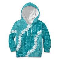 Hawaii Aloha Kid Hoodie Teal Quilt Patch Work Mix Plumeria Lei