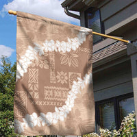 Hawaii Aloha Garden Flag Beige Quilt Patch Work Mix Plumeria Lei