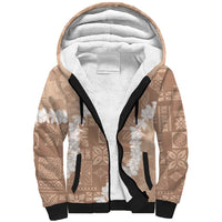 Hawaii Aloha Sherpa Hoodie Beige Quilt Patch Work Mix Plumeria Lei LT7 Unisex Beige - Polynesian Pride