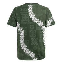 Hawaii Aloha Rugby Jersey Sage Quilt Patch Work Mix Plumeria Lei