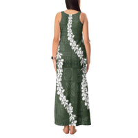 Hawaii Aloha Tank Maxi Dress Sage Quilt Patch Work Mix Plumeria Lei