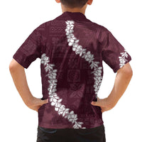 Hawaii Aloha Family Matching Off The Shoulder Long Sleeve Dress and Hawaiian Shirt Champange Quilt Patch Work Mix Plumeria Lei