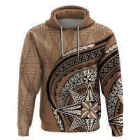 Tonga Ngatu Hoodie Tokelau Classic Motifs LT7 Brown - Polynesian Pride