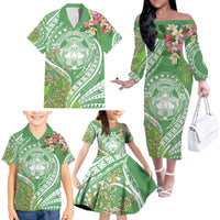 Aloha Molokai Island Family Matching Off The Shoulder Long Sleeve Dress and Hawaiian Shirt Hawaii Pua Kukui
