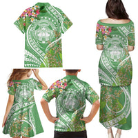 Aloha Molokai Island Family Matching Puletasi and Hawaiian Shirt Hawaii Pua Kukui