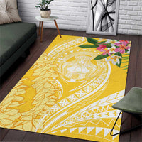 Aloha Hawaii Oahu Area Rug Wahine with Ilima Lei LT7 Yellow - Polynesian Pride